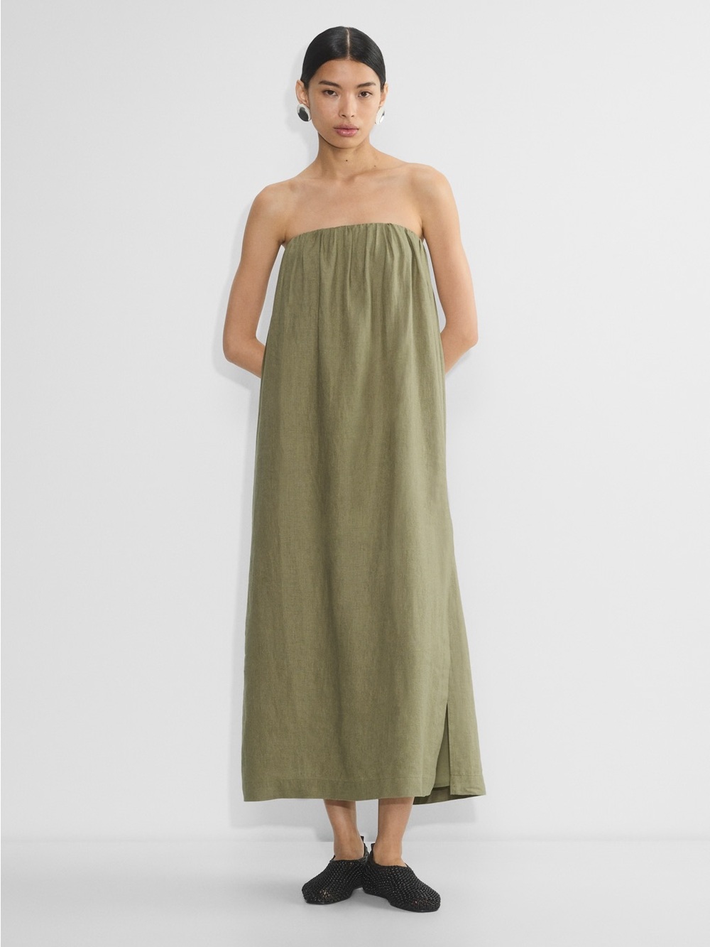 Babaton Strapless Maxi Dress in Olive